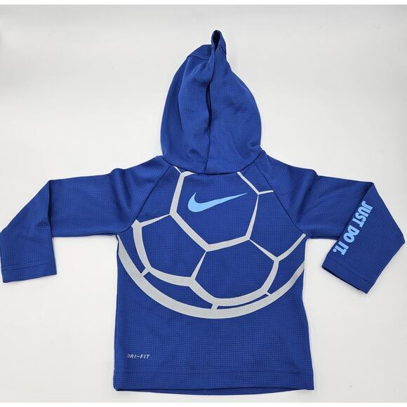 Nike Boys 2T Waffle Knit Hooded Shirt Dry Fit Logo Soccer Graphic Just Do It - Picture 1 of 10